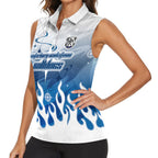 Personalized Canterbury Bankstown Bulldogs Women Sleeveless Polo Shirt Y2K Grunge Aesthetic With Cyber Flames and Starburst Graphics