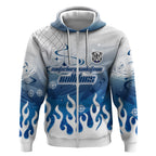 Personalized Canterbury Bankstown Bulldogs Zip Hoodie Y2K Grunge Aesthetic With Cyber Flames and Starburst Graphics