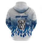 Personalized Canterbury Bankstown Bulldogs Zip Hoodie Y2K Grunge Aesthetic With Cyber Flames and Starburst Graphics