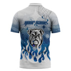 Personalized Canterbury Bankstown Bulldogs Zipper Polo Shirt Y2K Grunge Aesthetic With Cyber Flames and Starburst Graphics