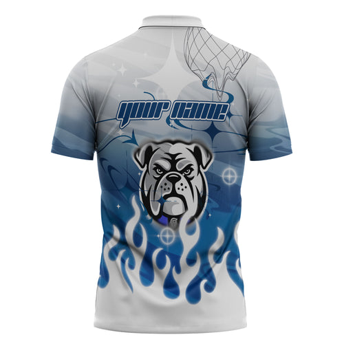 Personalized Canterbury Bankstown Bulldogs Zipper Polo Shirt Y2K Grunge Aesthetic With Cyber Flames and Starburst Graphics