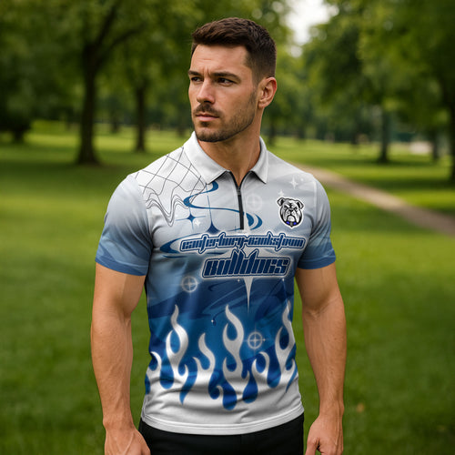 Personalized Canterbury Bankstown Bulldogs Zipper Polo Shirt Y2K Grunge Aesthetic With Cyber Flames and Starburst Graphics