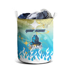 Personalized Gold Coast Titans Laundry Basket Y2K Grunge Aesthetic With Cyber Flames and Starburst Graphics
