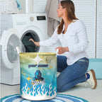 Personalized Gold Coast Titans Laundry Basket Y2K Grunge Aesthetic With Cyber Flames and Starburst Graphics