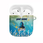 Personalized Gold Coast Titans AirPods Case Y2K Grunge Aesthetic With Cyber Flames and Starburst Graphics