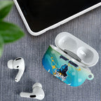 Personalized Gold Coast Titans AirPods Case Y2K Grunge Aesthetic With Cyber Flames and Starburst Graphics