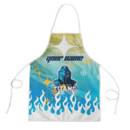 Personalized Gold Coast Titans Apron Y2K Grunge Aesthetic With Cyber Flames and Starburst Graphics