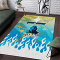 Personalized Gold Coast Titans Area Rug Y2K Grunge Aesthetic With Cyber Flames and Starburst Graphics