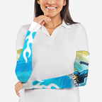 Personalized Gold Coast Titans Arm Sleeves Y2K Grunge Aesthetic With Cyber Flames and Starburst Graphics
