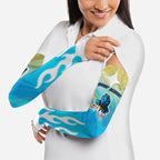 Personalized Gold Coast Titans Arm Sleeves Y2K Grunge Aesthetic With Cyber Flames and Starburst Graphics