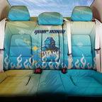 Personalized Gold Coast Titans Back Car Seat Cover Y2K Grunge Aesthetic With Cyber Flames and Starburst Graphics