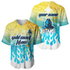 Personalized Gold Coast Titans Baseball Jersey Y2K Grunge Aesthetic With Cyber Flames and Starburst Graphics