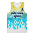 Personalized Gold Coast Titans Basketball Jersey Y2K Grunge Aesthetic With Cyber Flames and Starburst Graphics