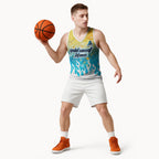 Personalized Gold Coast Titans Basketball Jersey Y2K Grunge Aesthetic With Cyber Flames and Starburst Graphics