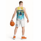 Personalized Gold Coast Titans Basketball Jersey Y2K Grunge Aesthetic With Cyber Flames and Starburst Graphics