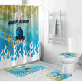 Personalized Gold Coast Titans Bathroom Set Y2K Grunge Aesthetic With Cyber Flames and Starburst Graphics