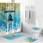 Personalized Gold Coast Titans Bathroom Set Y2K Grunge Aesthetic With Cyber Flames and Starburst Graphics