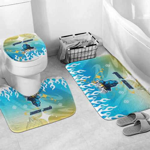 Personalized Gold Coast Titans Bathroom Set Y2K Grunge Aesthetic With Cyber Flames and Starburst Graphics