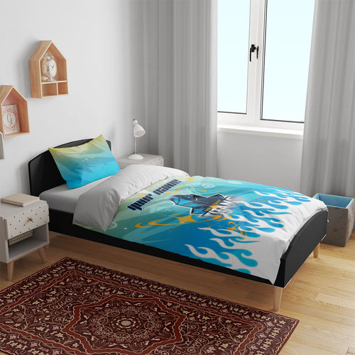 Personalized Gold Coast Titans Bedding Set Y2K Grunge Aesthetic With Cyber Flames and Starburst Graphics