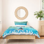 Personalized Gold Coast Titans Bedding Set Y2K Grunge Aesthetic With Cyber Flames and Starburst Graphics