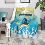 Personalized Gold Coast Titans Blanket Y2K Grunge Aesthetic With Cyber Flames and Starburst Graphics