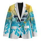 Personalized Gold Coast Titans Blazer Y2K Grunge Aesthetic With Cyber Flames and Starburst Graphics