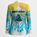 Personalized Gold Coast Titans Blazer Y2K Grunge Aesthetic With Cyber Flames and Starburst Graphics