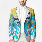Personalized Gold Coast Titans Blazer Y2K Grunge Aesthetic With Cyber Flames and Starburst Graphics