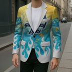Personalized Gold Coast Titans Blazer Y2K Grunge Aesthetic With Cyber Flames and Starburst Graphics