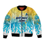Personalized Gold Coast Titans Bomber Jacket Y2K Grunge Aesthetic With Cyber Flames and Starburst Graphics