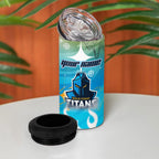 Personalized Gold Coast Titans 4 in 1 Can Cooler Tumbler Y2K Grunge Aesthetic With Cyber Flames and Starburst Graphics