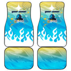 Personalized Gold Coast Titans Car Mats Y2K Grunge Aesthetic With Cyber Flames and Starburst Graphics