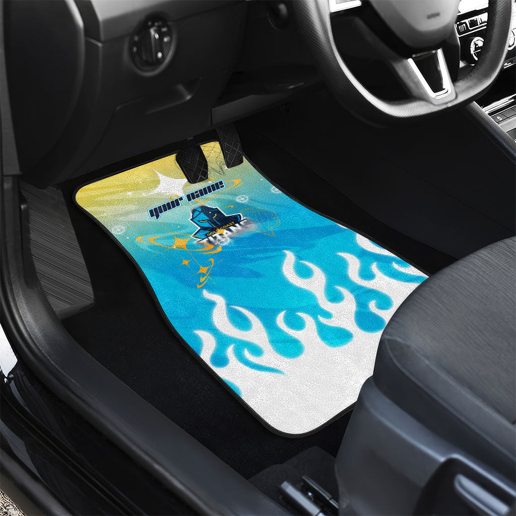 Personalized Gold Coast Titans Car Mats Y2K Grunge Aesthetic With Cyber Flames and Starburst Graphics