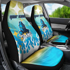 Personalized Gold Coast Titans Car Seat Cover Y2K Grunge Aesthetic With Cyber Flames and Starburst Graphics