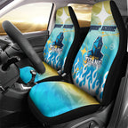 Personalized Gold Coast Titans Car Seat Cover Y2K Grunge Aesthetic With Cyber Flames and Starburst Graphics
