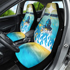 Personalized Gold Coast Titans Car Seat Cover Y2K Grunge Aesthetic With Cyber Flames and Starburst Graphics