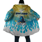 Personalized Gold Coast Titans Cloak Y2K Grunge Aesthetic With Cyber Flames and Starburst Graphics