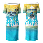 Personalized Gold Coast Titans Couples Matching Puletasi and Long Sleeve Button Shirt Y2K Grunge Aesthetic With Cyber Flames and Starburst Graphics