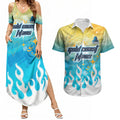 Personalized Gold Coast Titans Couples Matching Summer Maxi Dress and Hawaiian Shirt Y2K Grunge Aesthetic With Cyber Flames and Starburst Graphics