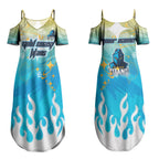 Personalized Gold Coast Titans Couples Matching Summer Maxi Dress and Hawaiian Shirt Y2K Grunge Aesthetic With Cyber Flames and Starburst Graphics