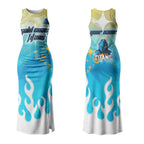 Personalized Gold Coast Titans Couples Matching Tank Maxi Dress and Long Sleeve Button Shirt Y2K Grunge Aesthetic With Cyber Flames and Starburst Graphics