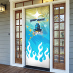 Personalized Gold Coast Titans Door Cover Y2K Grunge Aesthetic With Cyber Flames and Starburst Graphics