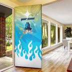 Personalized Gold Coast Titans Door Cover Y2K Grunge Aesthetic With Cyber Flames and Starburst Graphics