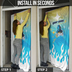 Personalized Gold Coast Titans Door Cover Y2K Grunge Aesthetic With Cyber Flames and Starburst Graphics