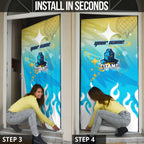 Personalized Gold Coast Titans Door Cover Y2K Grunge Aesthetic With Cyber Flames and Starburst Graphics