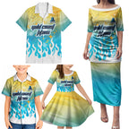 Personalized Gold Coast Titans Family Matching Puletasi and Hawaiian Shirt Y2K Grunge Aesthetic With Cyber Flames and Starburst Graphics