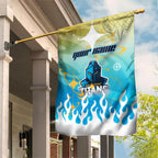 Personalized Gold Coast Titans Garden Flag Y2K Grunge Aesthetic With Cyber Flames and Starburst Graphics