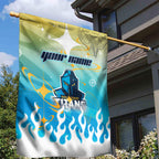 Personalized Gold Coast Titans Garden Flag Y2K Grunge Aesthetic With Cyber Flames and Starburst Graphics
