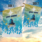 Personalized Gold Coast Titans Garden Flag Y2K Grunge Aesthetic With Cyber Flames and Starburst Graphics