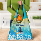 Personalized Gold Coast Titans Grocery Bag Y2K Grunge Aesthetic With Cyber Flames and Starburst Graphics
